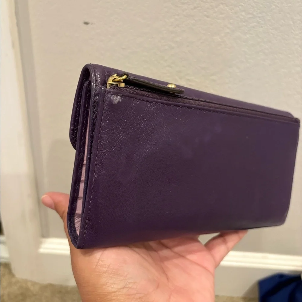 Vintage Coach Madison Leather Tri fold Checkbook Wallet Purple and Pink EUC